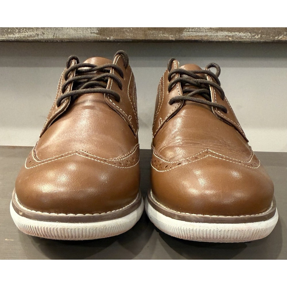 Johnston & Murphy Big Kid Holden Wingtip Brown Boy's US 4.5 Med Upper Leather - Picture 5 of 9